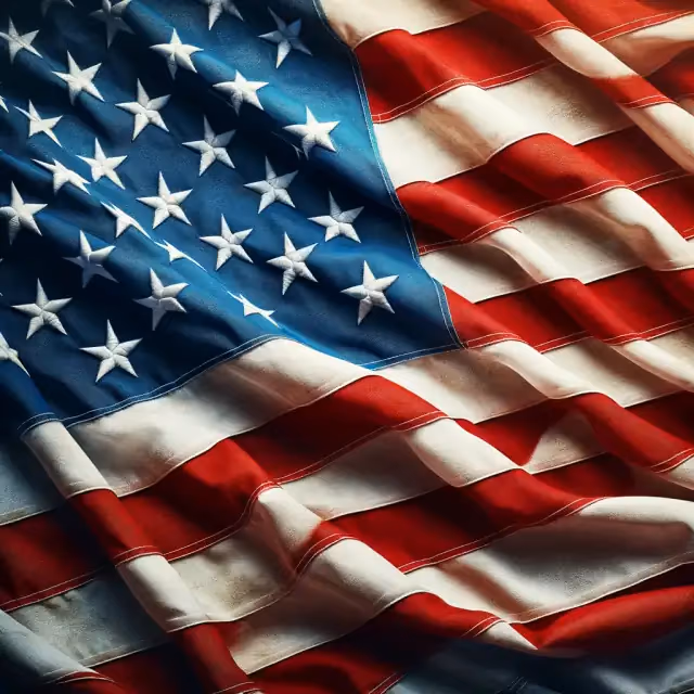 United States flag background behind CoolDeals Heating and Air service area locations